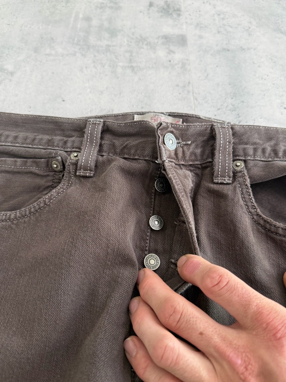 Vintage Levi’s 501 Brown Button Fly Baggy Jeans 33x30 - Picture 4 of 10